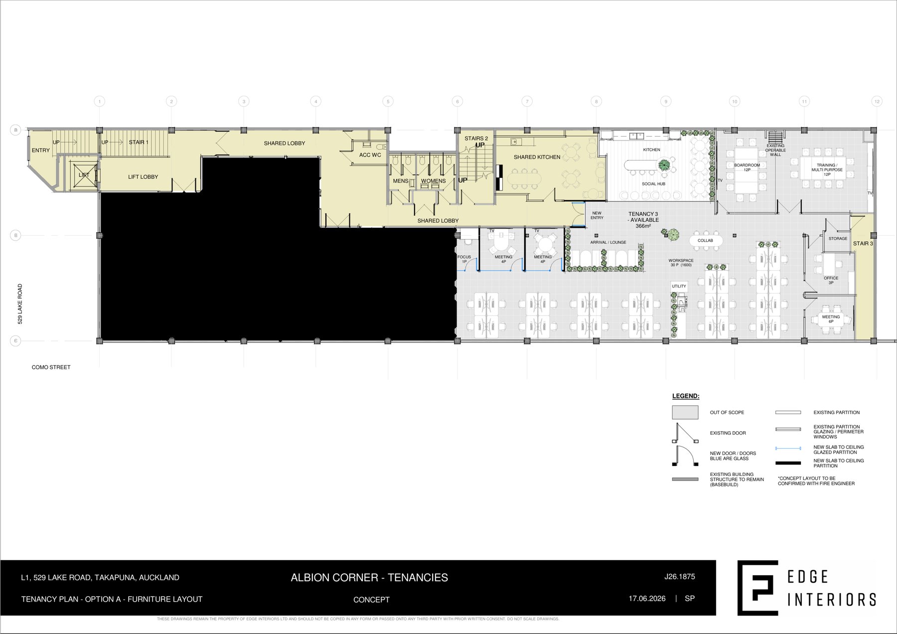 Albion Corner Level 1 tenancy plan — Option A