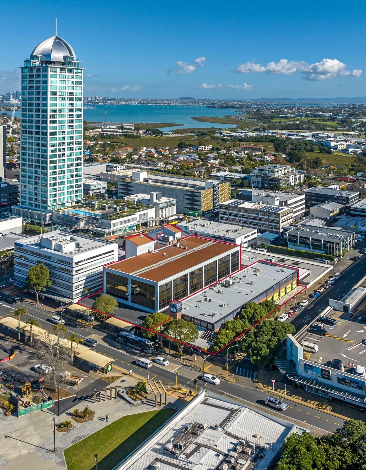 Aerial view of Albion House, 521 Lake Road, Takapuna